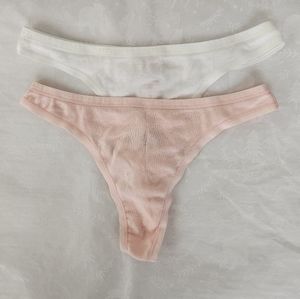 ππ₯β¨οΈNWT Victoria's secret 2 pack vintage thong panties pink white Small